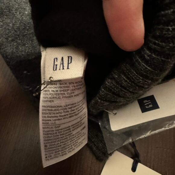 GAP Men’s Black Wool & Leather Smartphone Gloves L/XL Winter Touchscreen - Picture 9 of 12